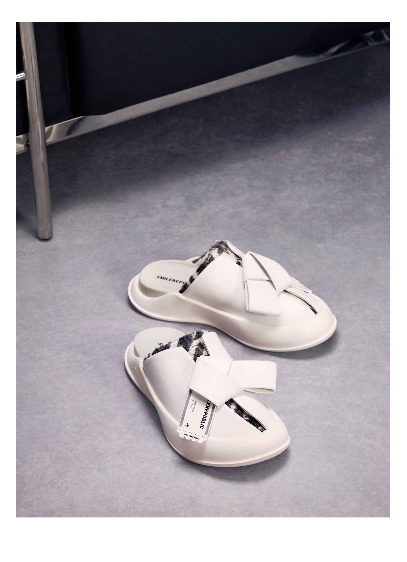 White & Black Sheepskin Thick Sold Slippers