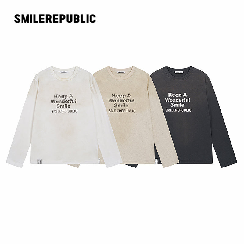 Washed Vintage Loose Fit Long Sleeve T-Shirt-SMILEREPUBLIC