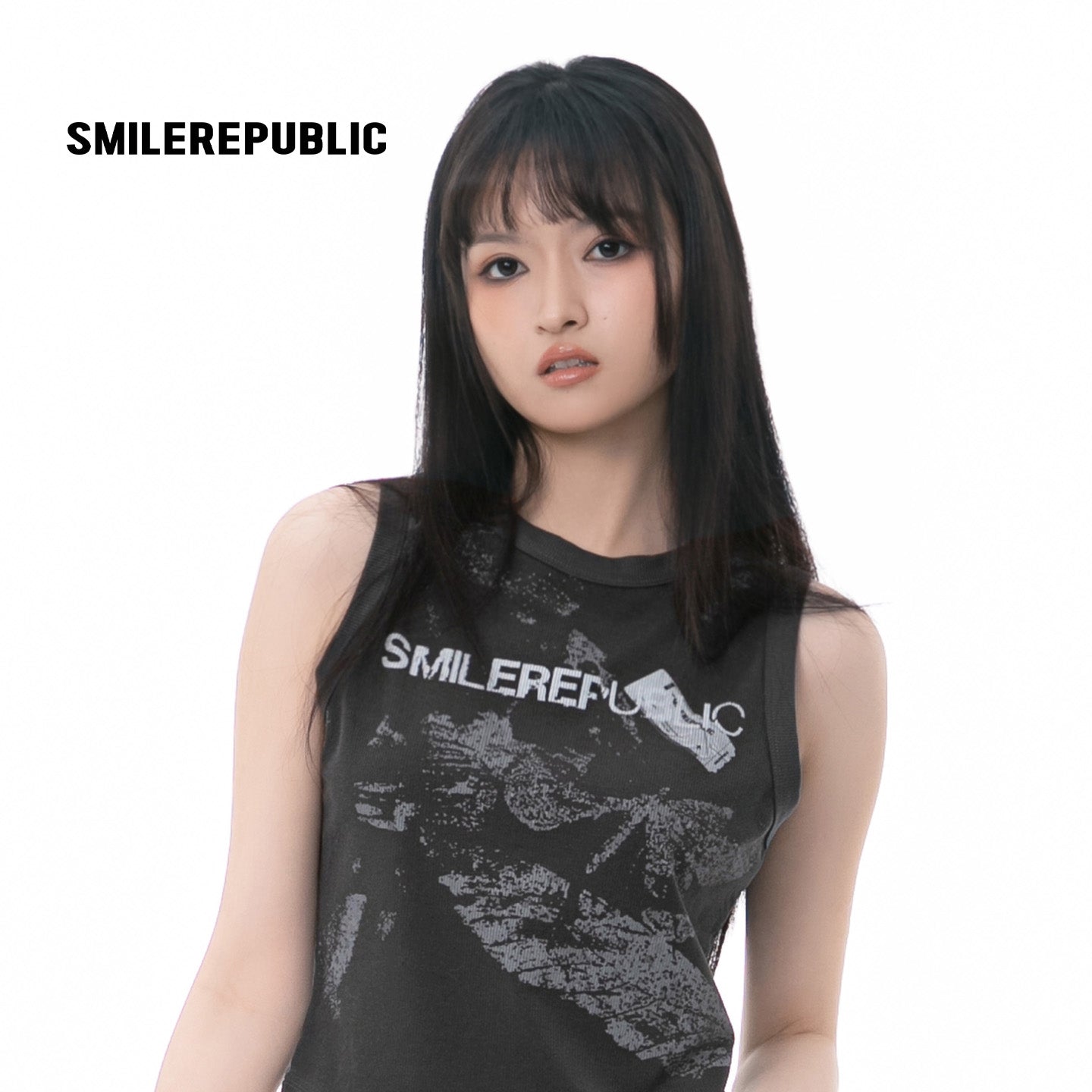 Shadow Butterfly Print Tank Top-SMILEREPUBLIC
