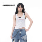 Faux Layered Tie-Front Tank Top