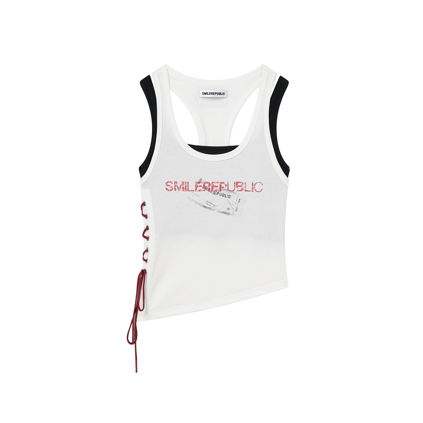 Faux Layered Tie-Front Tank Top