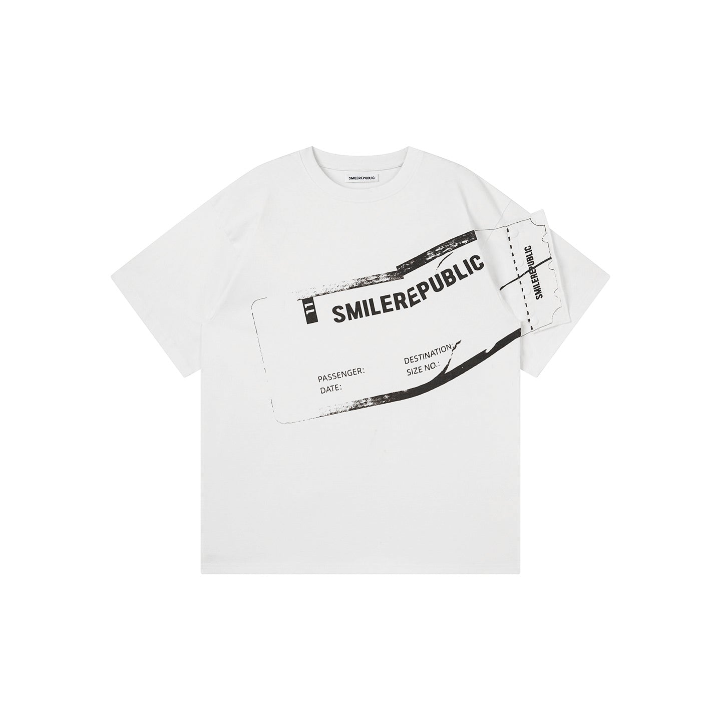 Large Airplane Ticket Print Tee-SMILEREPUBLIC