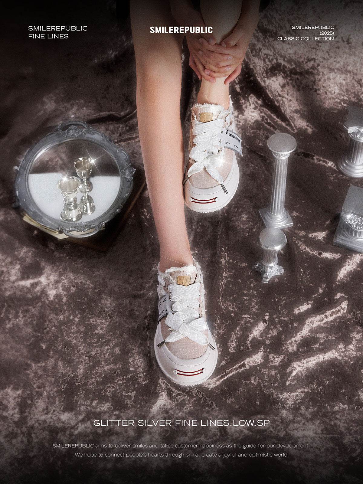 【NEW】Glitter Pink Fine Lins Low Top Sneaker - SMILEREPUBLIC