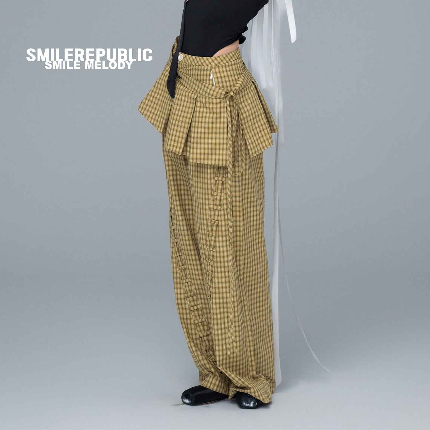 Detachable Pleated Skirt with Wide-Leg Trousers