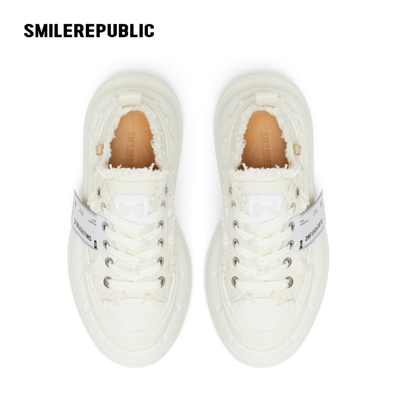 2.0 Smile Queen White Thick Sole Low Top Sneaker