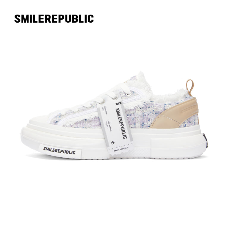 Inception 70s Lavender Plaid Wool Low-Top Platform Sneaker