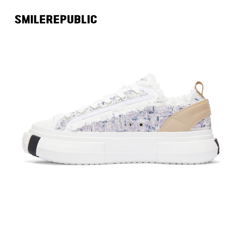 Inception 70s Lavender Plaid Wool Low-Top Platform Sneaker