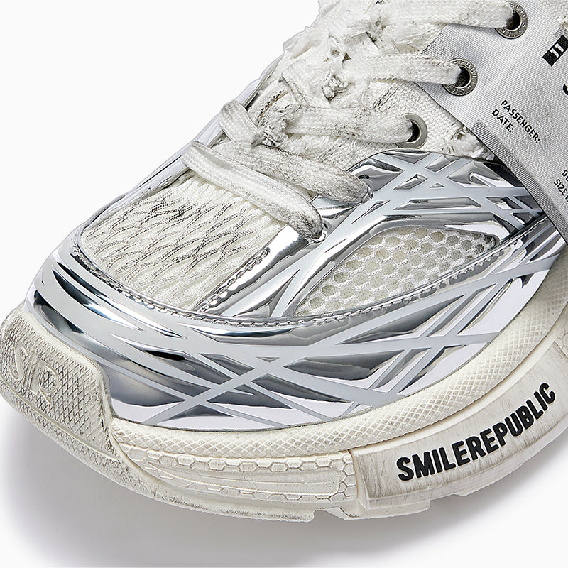 XXXS Dirty Skyline Silver Mesh Chunky Sneaker