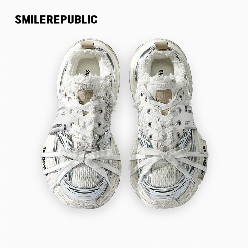 XXXS Dirty Skyline Silver Mesh Chunky Sneaker