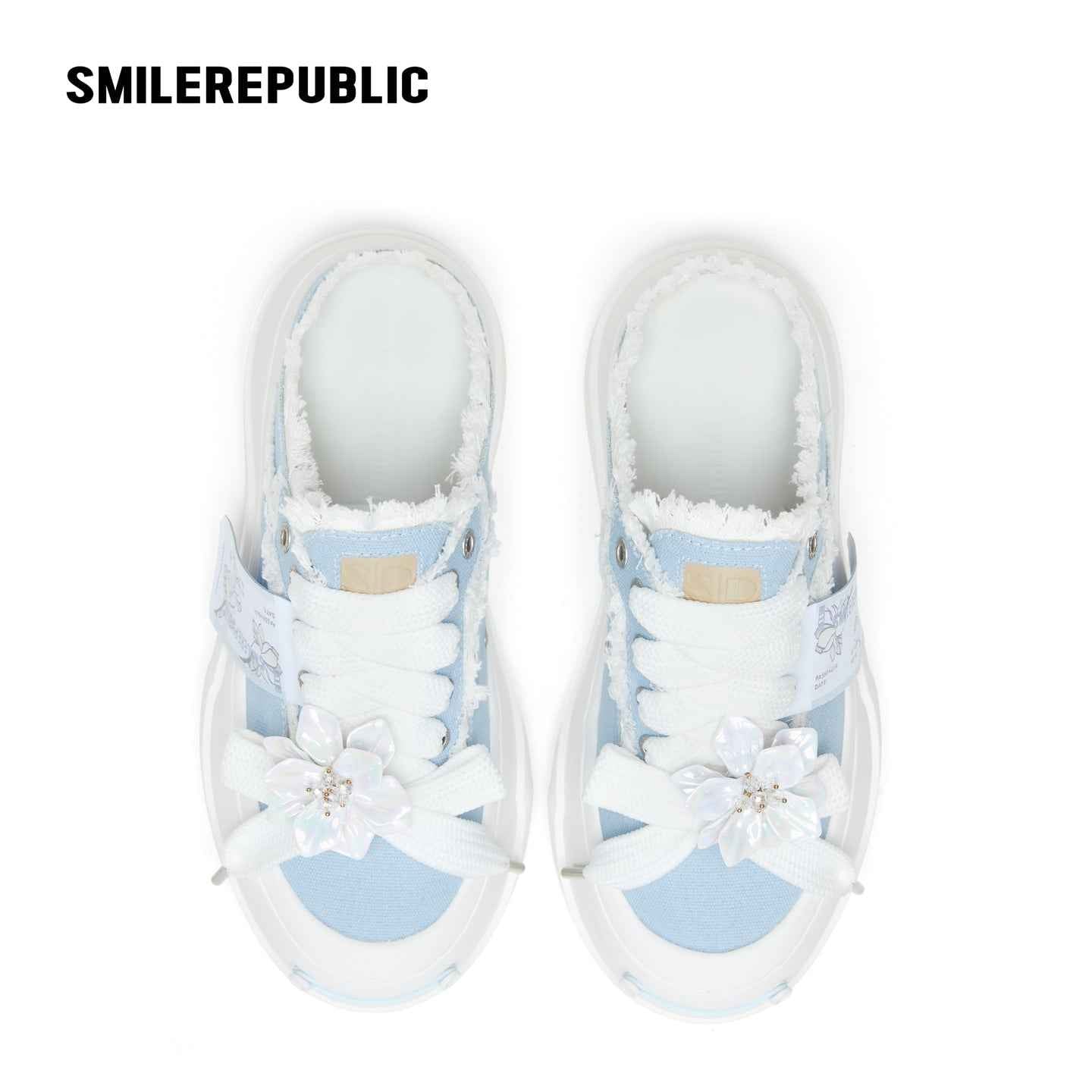 【NEW】Charles Blue Canvas Platform Mule