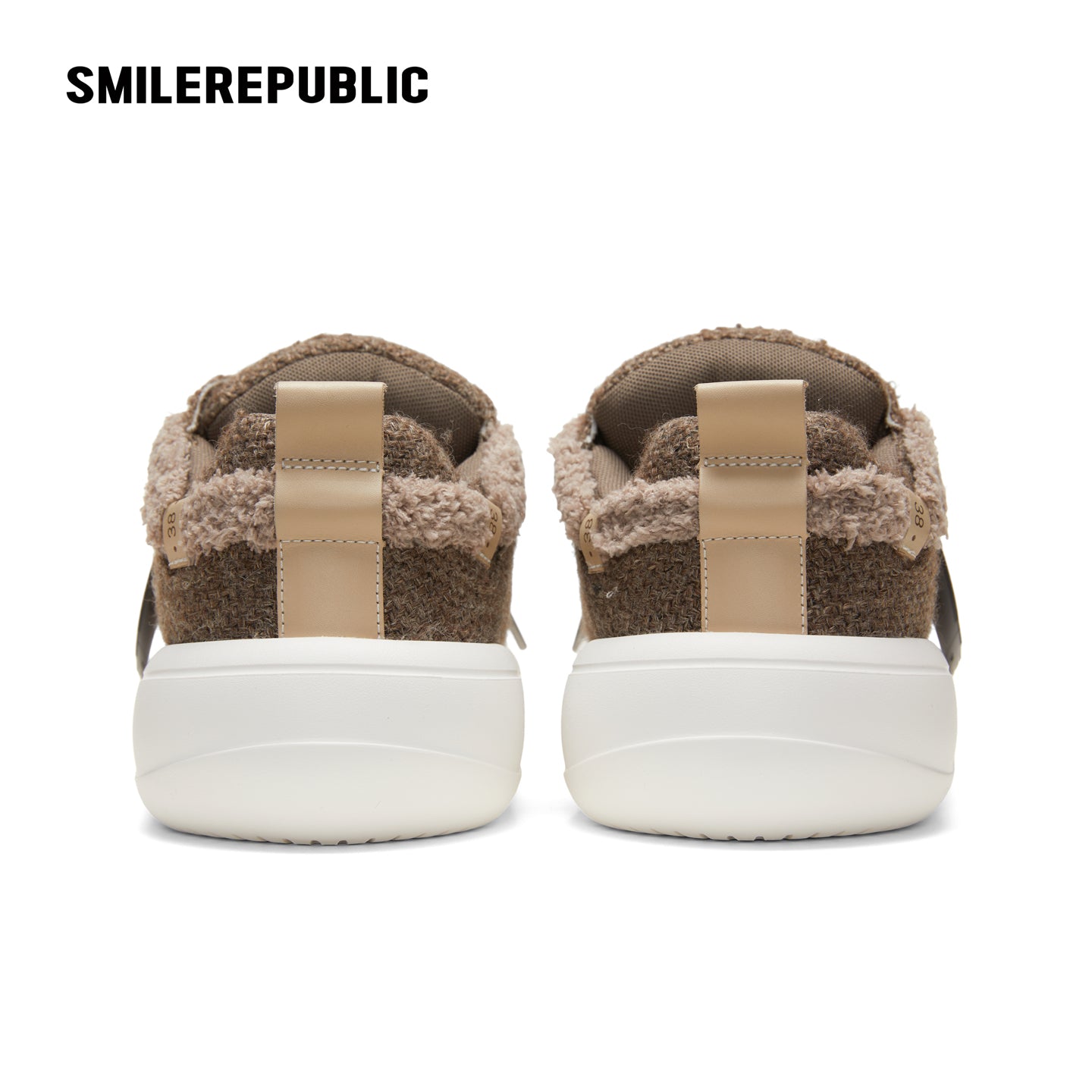 Brown Tweed Platform Sneakers with Interchangeable Laces, Unisex Low Top Shoes