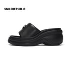 SS 3D Logo Platform Leather Slippers – Off-White / Black