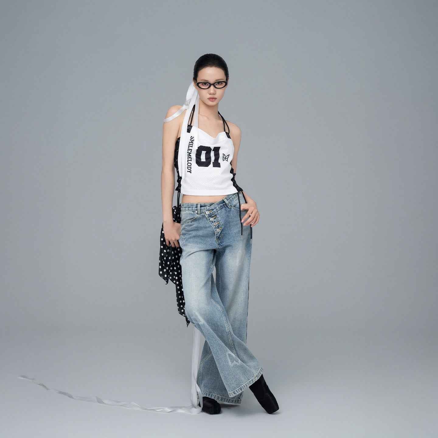 Gradient Butterfly Print Jeans