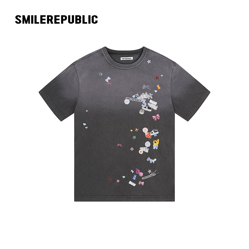 Washed Sticker T-Shirt-SMILEREPUBLIC