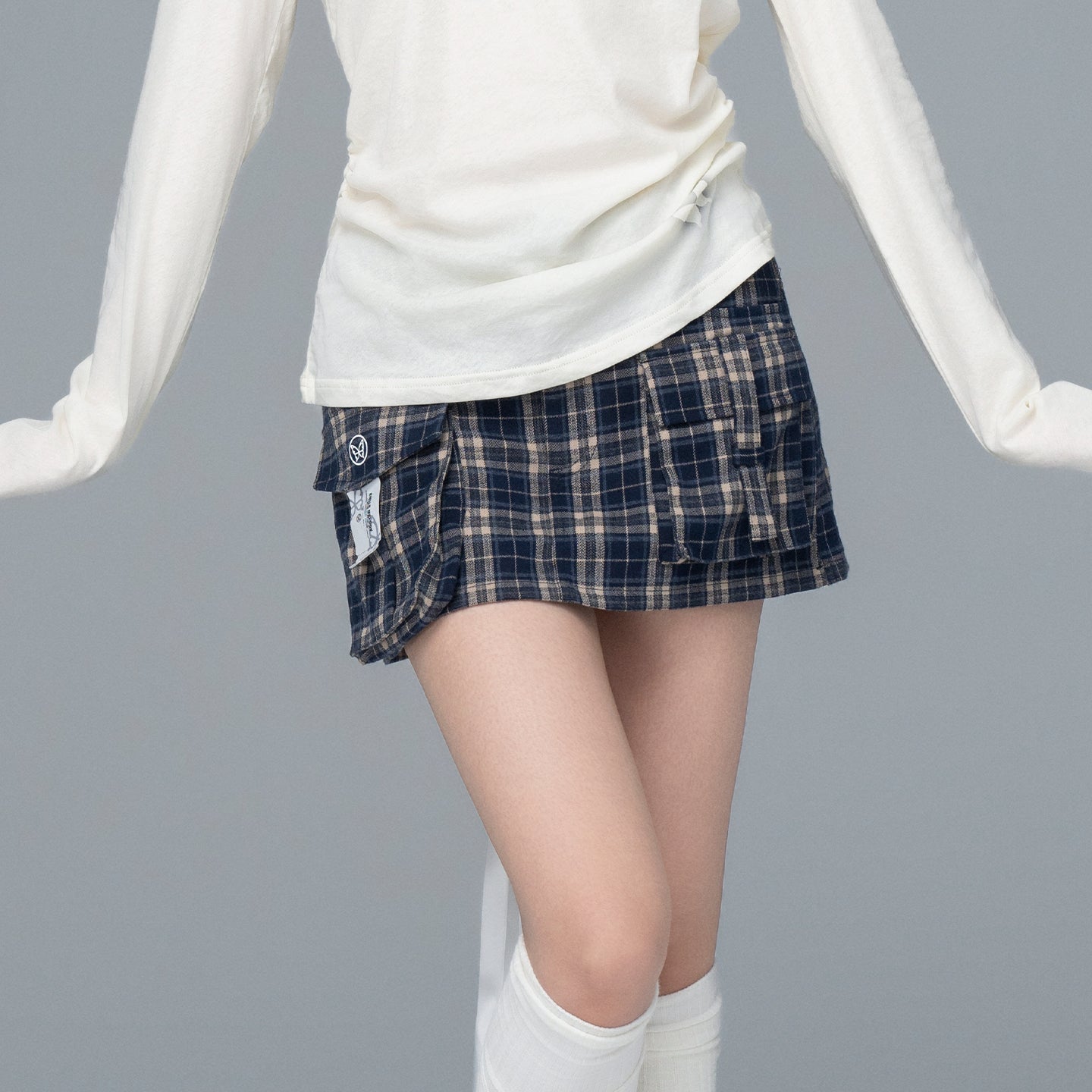 Checked Cargo Mini Skirt-SMILEREPUBLIC