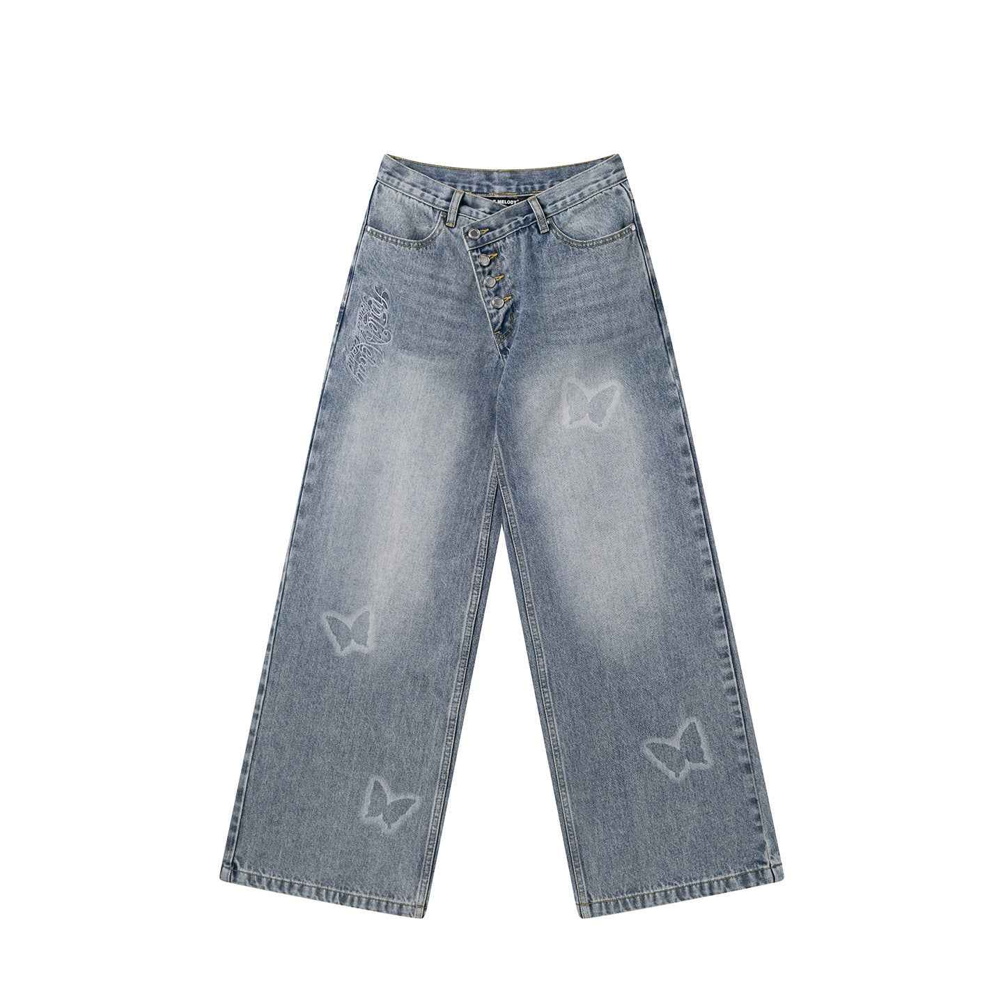 Gradient Butterfly Print Jeans