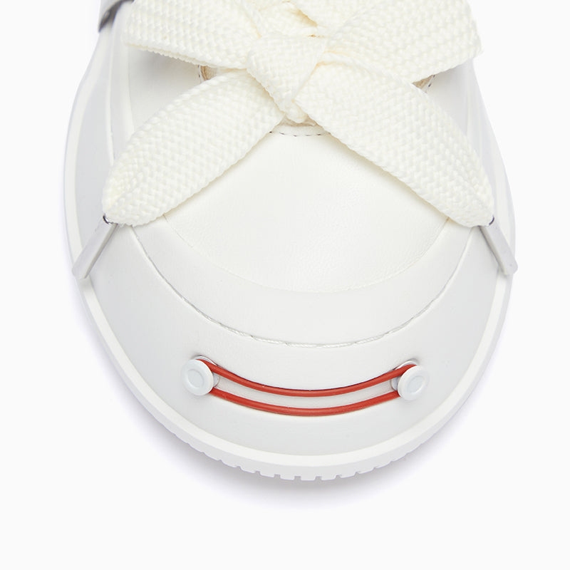 Cream Low-Top Platform Sneaker-SMILEREPUBLIC