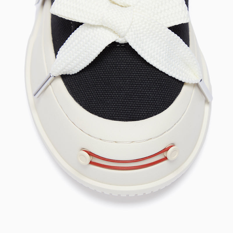 Black Frayed Canvas Platform Sneakers, Unisex Low Top Lace Up Shoes