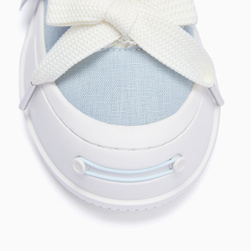 Light Blue Linen Low Top Platform Sneaker-SMILEREPUBLIC