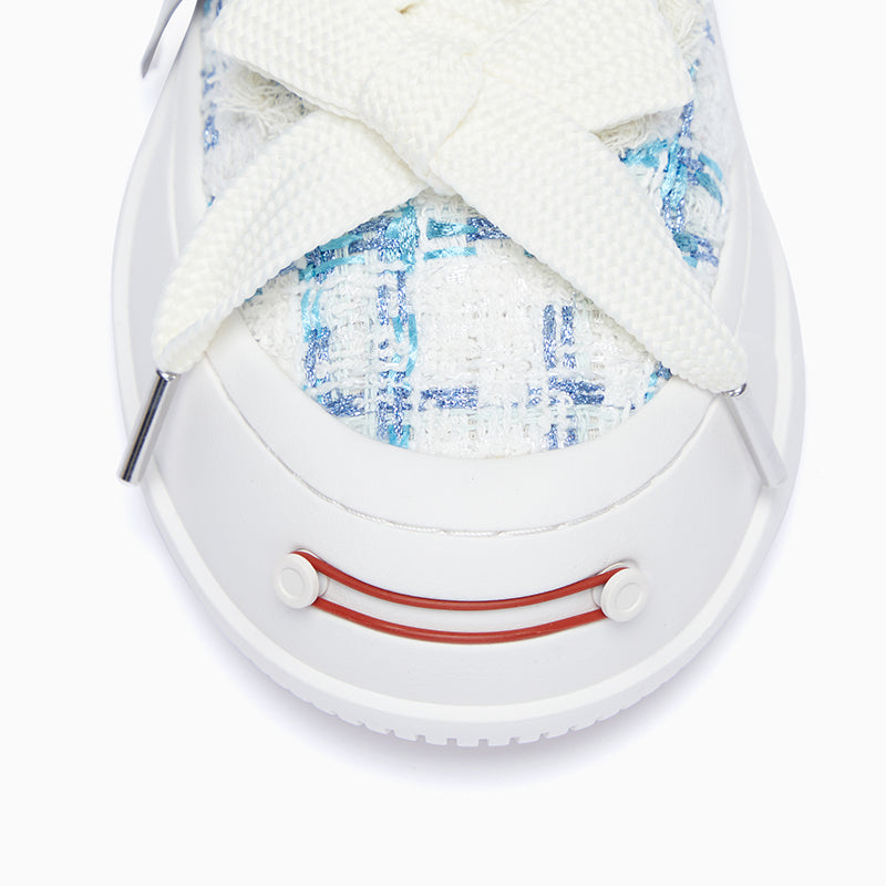 Glacier Mint Tweed Low-Top Platform Sneaker-SMILEREPUBLIC
