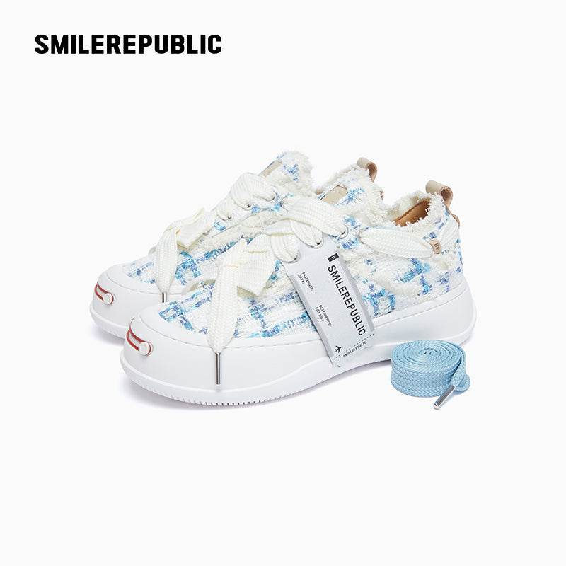 Glacier Mint Tweed Low-Top Platform Sneaker-SMILEREPUBLIC