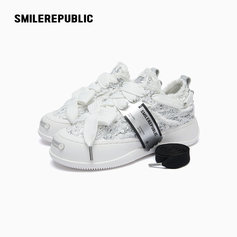 Silver Dragon Scale Low Top Platform Sneaker-SMILEREPUBLIC