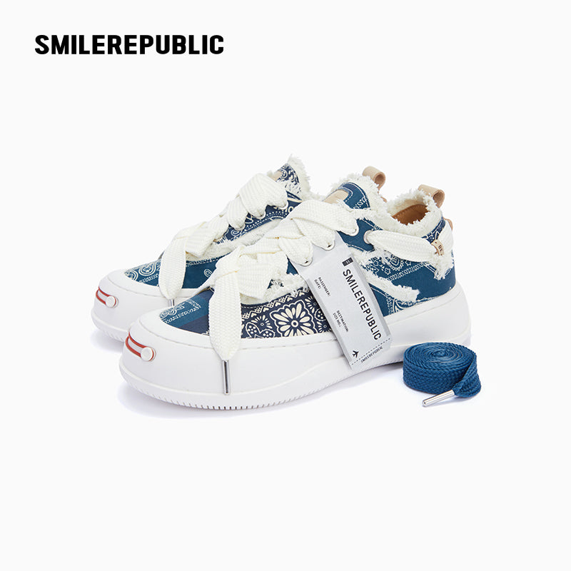 Blue Cashew Flower Canvas SB Sneaker - SMILEREPUBLIC