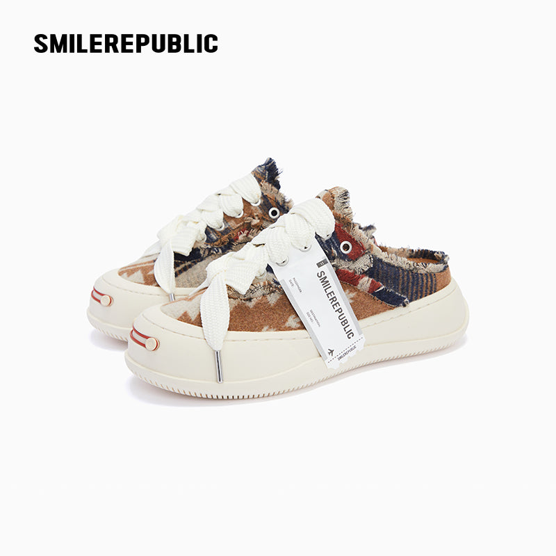 Dark Brown Canvas Platform Mule