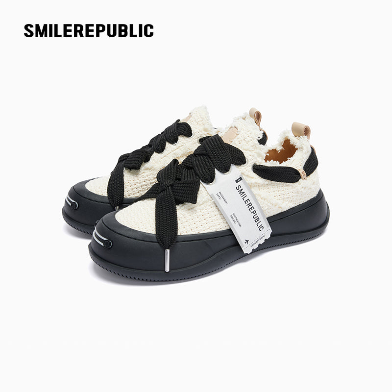 Off-White Cross Jacquard Low-Top Platform Sneaker