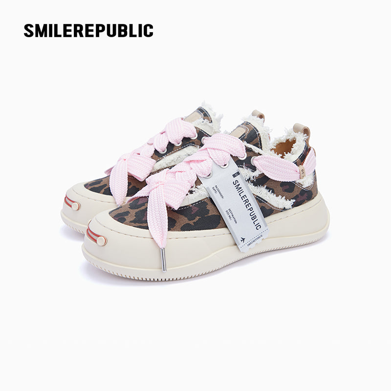 Brown Leopard Print Low-Top Platform Sneaker-SMILEREPUBLIC