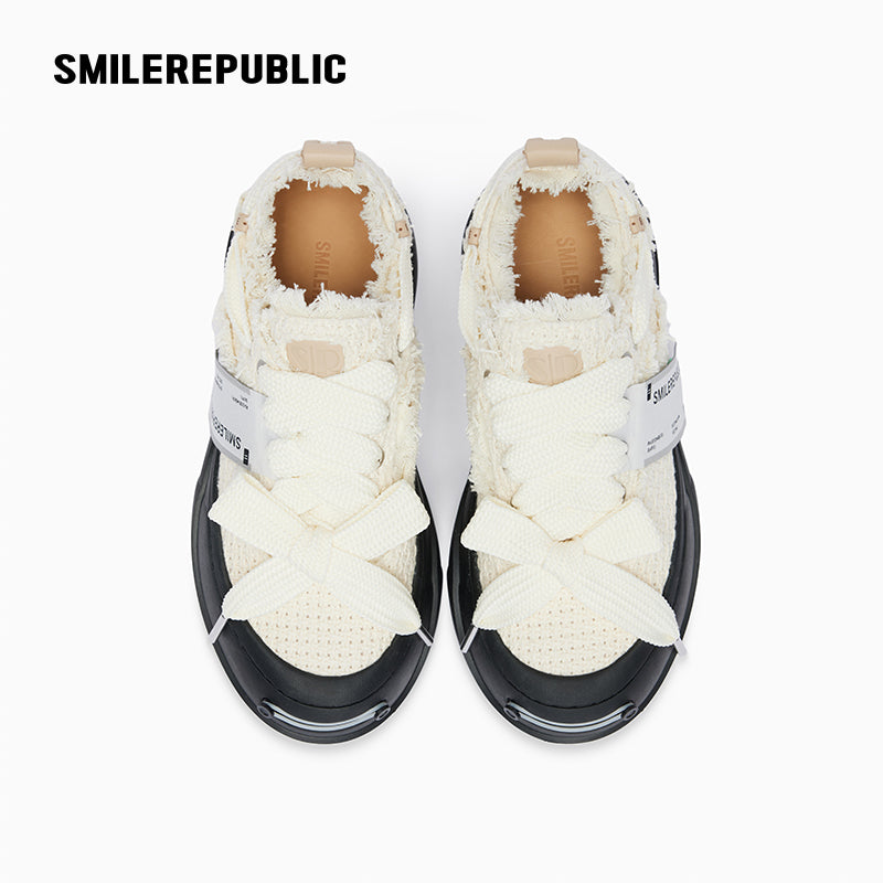 Off-White Cross Jacquard Low-Top Platform Sneaker