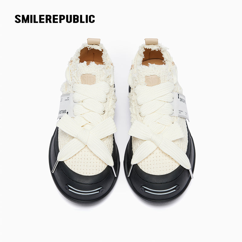 Off-White Cross Jacquard Low-Top Platform Sneaker