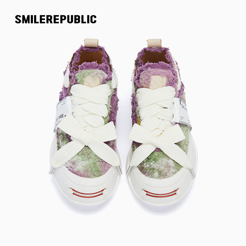 Purple & Green Tweed Low-Top Platform Sneaker-SMILEREPUBLIC