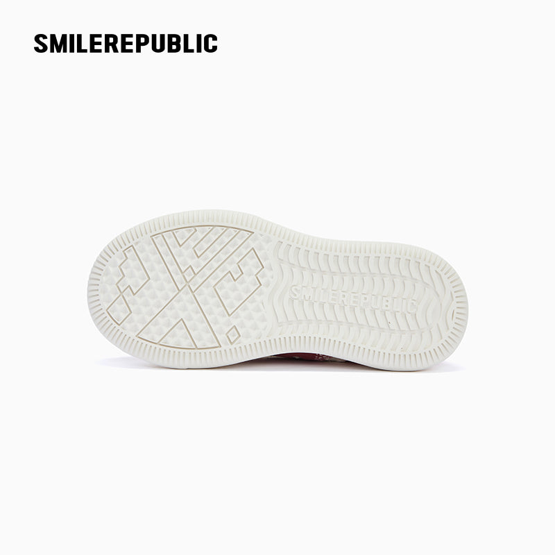 Red Paisley Frayed Canvas Platform Low-Top Sneaker