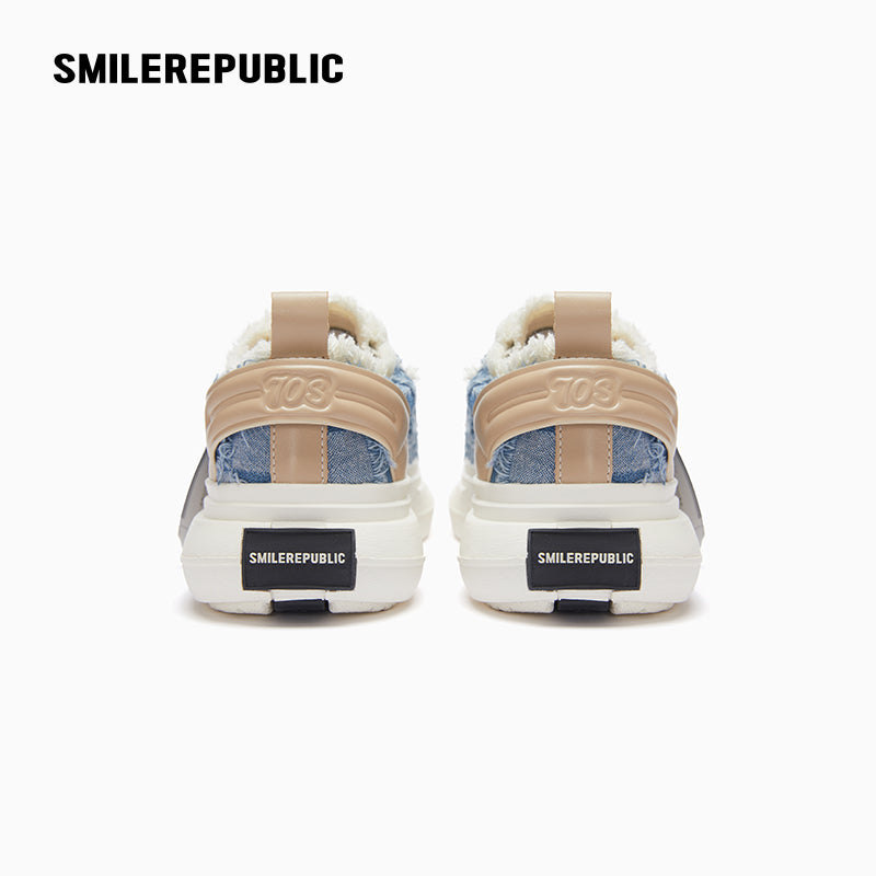 Inception 70s Light Blue Plaid Denim Low-Top Platform Sneaker