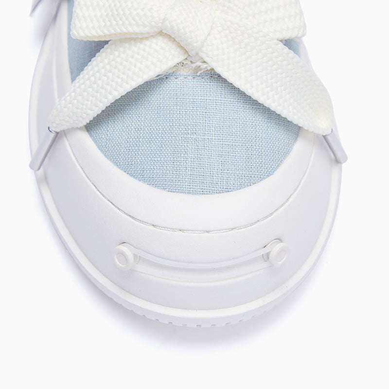 Light Blue Linen Low Top Platform Sneaker-SMILEREPUBLIC