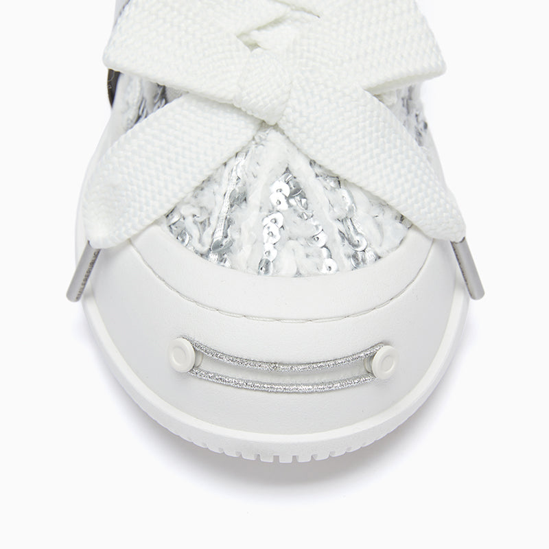 Silver Dragon Scale Low Top Platform Sneaker-SMILEREPUBLIC