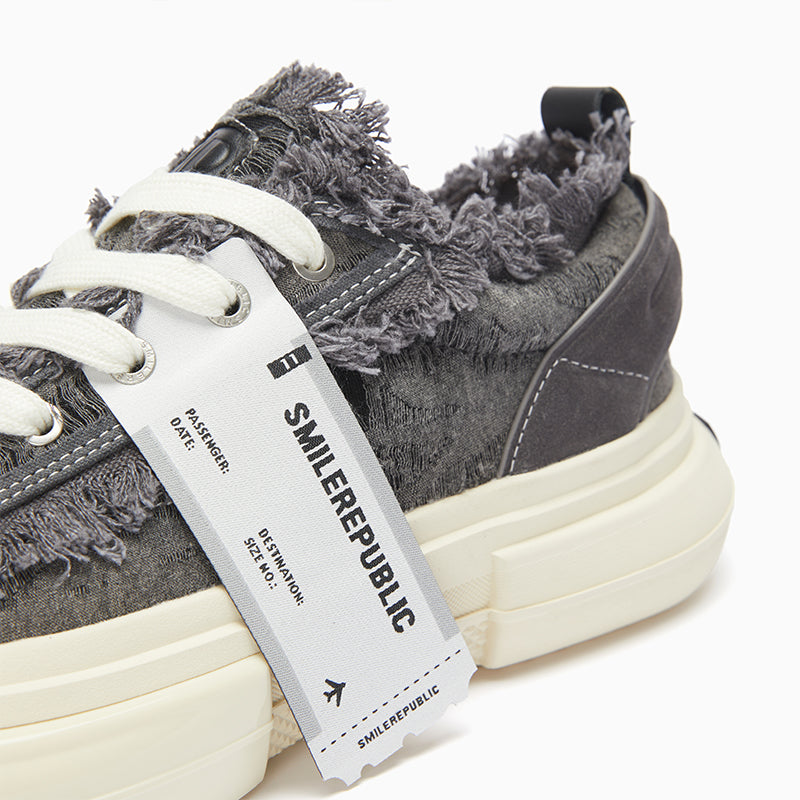 Inception 70s Fringe Grey Low-Top Platform Sneaker