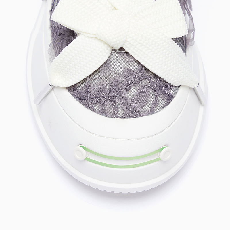 Grey & Purple Rose Print Low-Top Platform Sneaker-SMILEREPUBLIC
