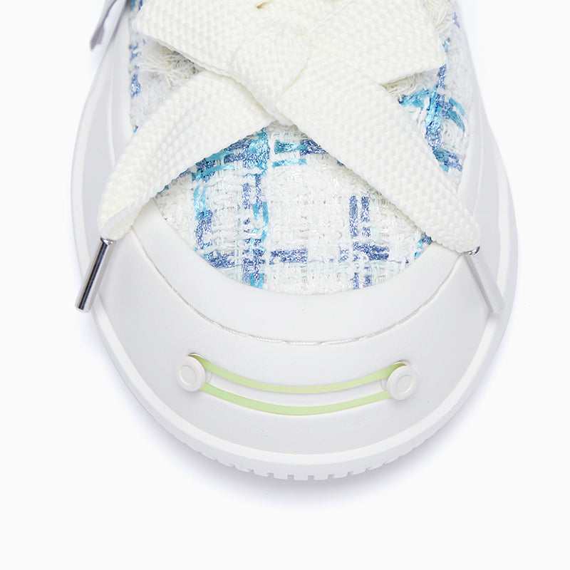 Glacier Mint Tweed Low-Top Platform Sneaker-SMILEREPUBLIC