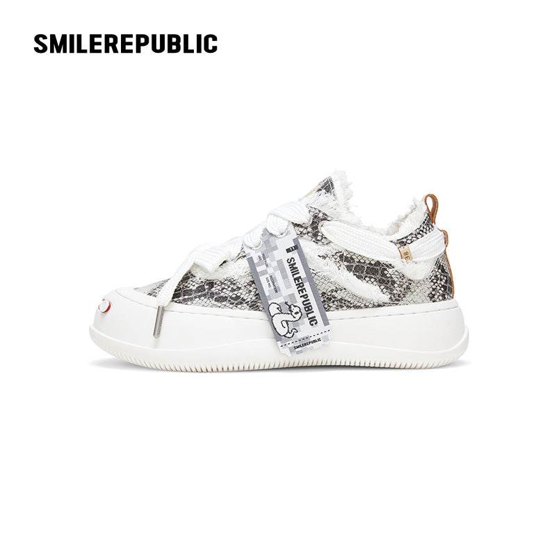 【2025 NEW】White Black Serpentine Low Top Sneaker Canvas Shoes - SMILEREPUBLIC