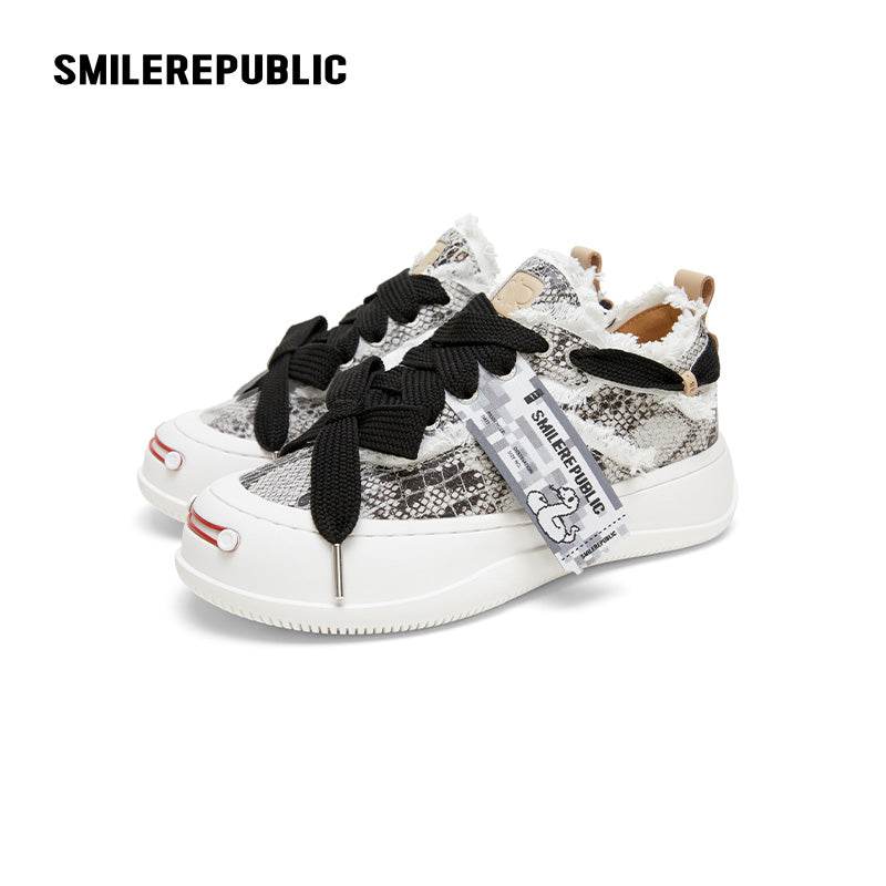 【2025 NEW】White Black Serpentine Low Top Sneaker Canvas Shoes - SMILEREPUBLIC