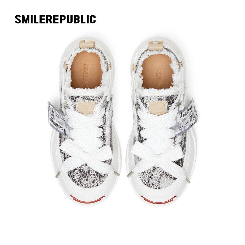 【2025 NEW】White Black Serpentine Low Top Sneaker Canvas Shoes - SMILEREPUBLIC