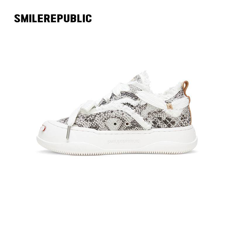 【2025 NEW】White Black Serpentine Low Top Sneaker Canvas Shoes - SMILEREPUBLIC