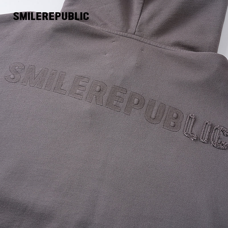 Vintage Faded Distressed Zip-Up Hoodie Jacket-SMILEREPUBLIC