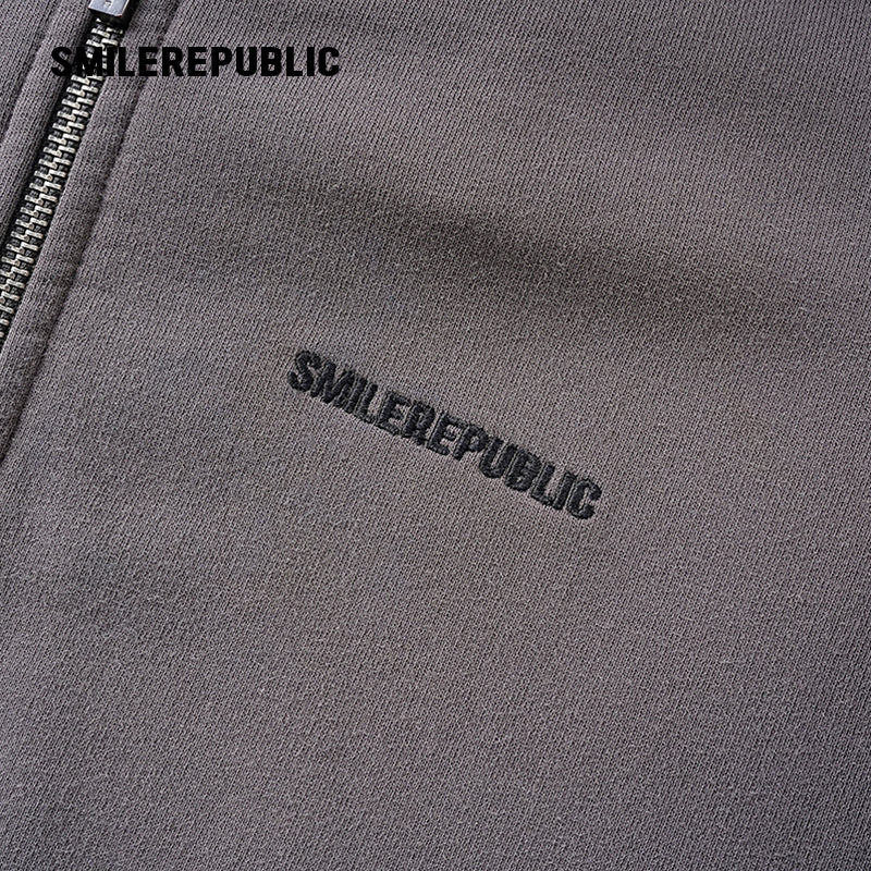 Vintage Faded Distressed Zip-Up Hoodie Jacket-SMILEREPUBLIC