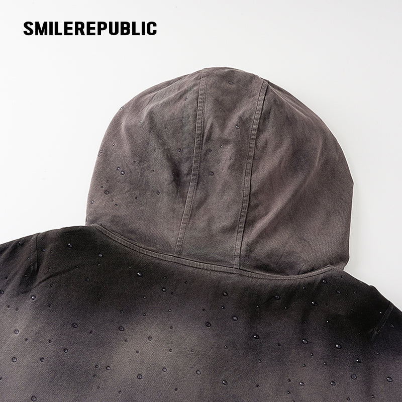 Crystal Hotfix Sweatshirt Jacket-SMILEREPUBLIC