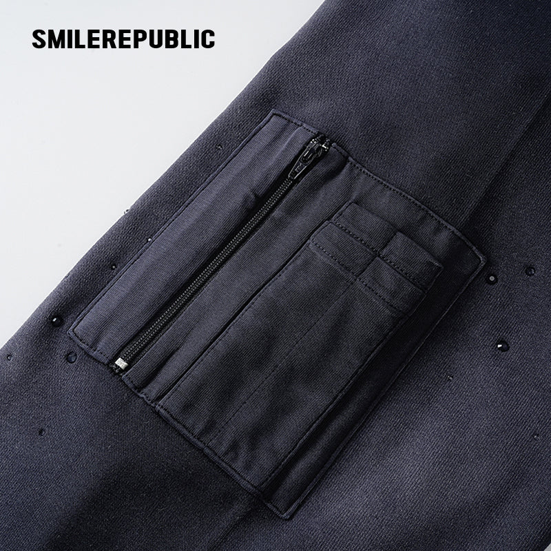 Crystal Hotfix Sweatshirt Jacket-SMILEREPUBLIC