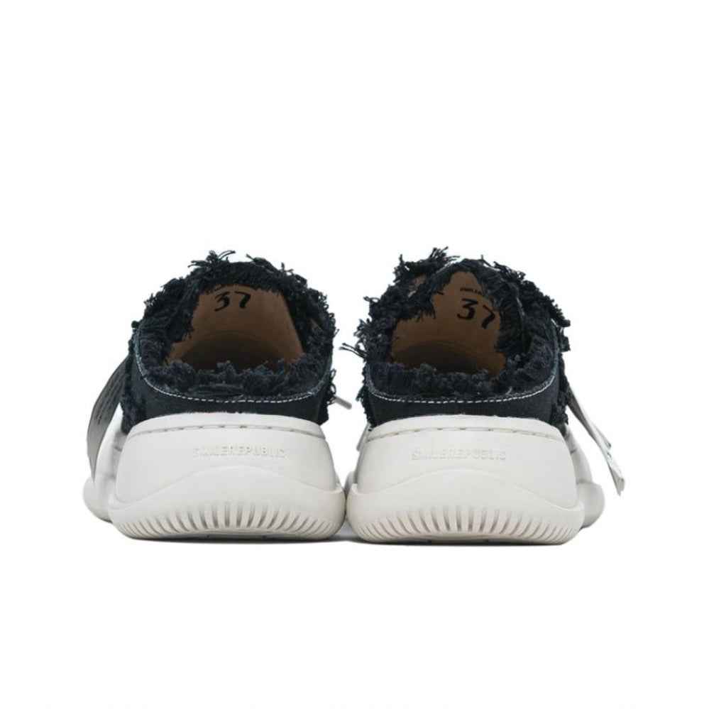 Black Coarse Canvas Slipper - SMILEREPUBLIC