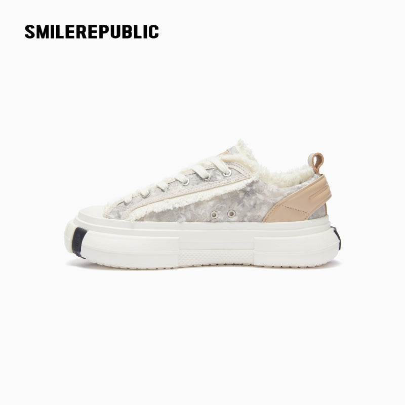 70S Printed Lace Slip On Canvas Shoes - SMILEREPUBLIC